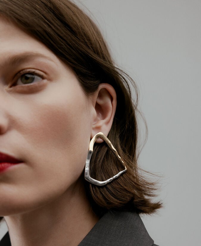 Adolfo Dominguez Pendientes Bicolor Irregulares Mujer