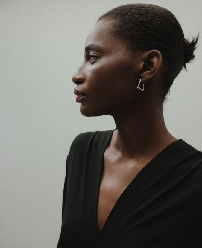 Adolfo Dominguez Pendientes Bicolor Irregulares Mujer