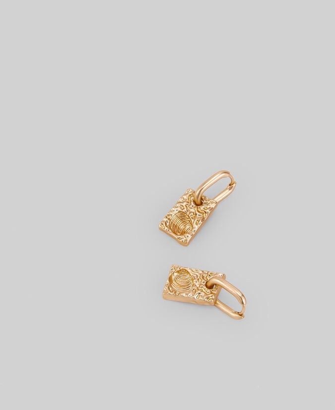 Adolfo dominguez Pendientes dorados relieve concha mujer