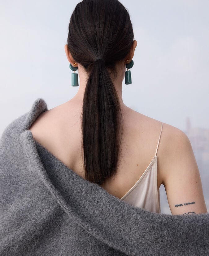 Adolfo Dominguez Pendientes Geométricos Resina Mujer