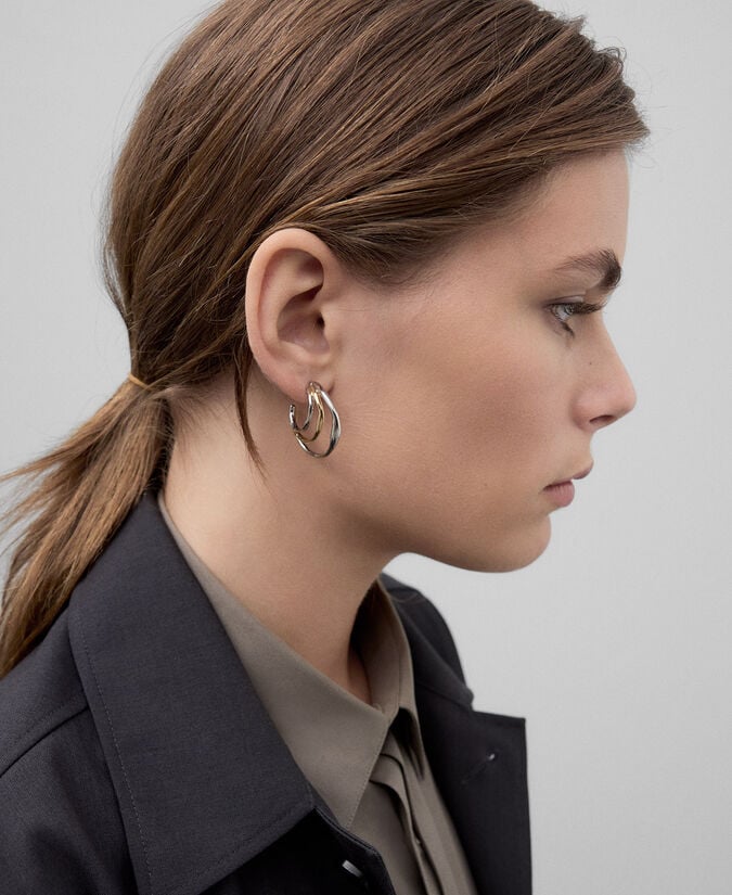 Adolfo Dominguez Pendientes Metálicos Tres Aros Mujer