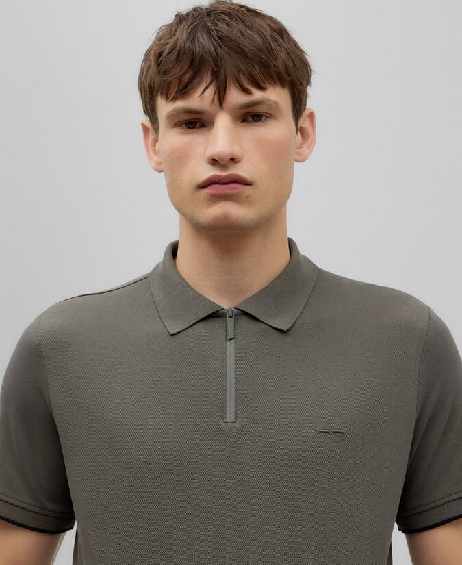 Adolfo Dominguez Polo Algodón Cuello Cremallera Hombre