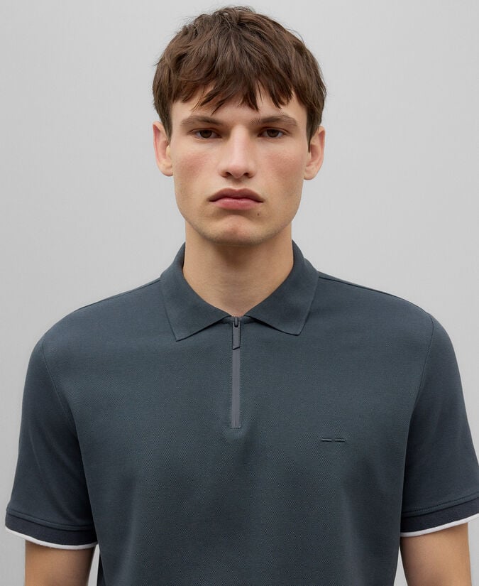 Adolfo Dominguez Polo Algodón Cuello Cremallera Hombre