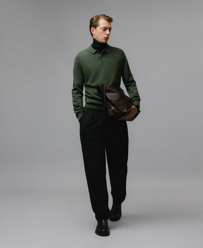 Adolfo dominguez Polo manga larga algodón lana hombre