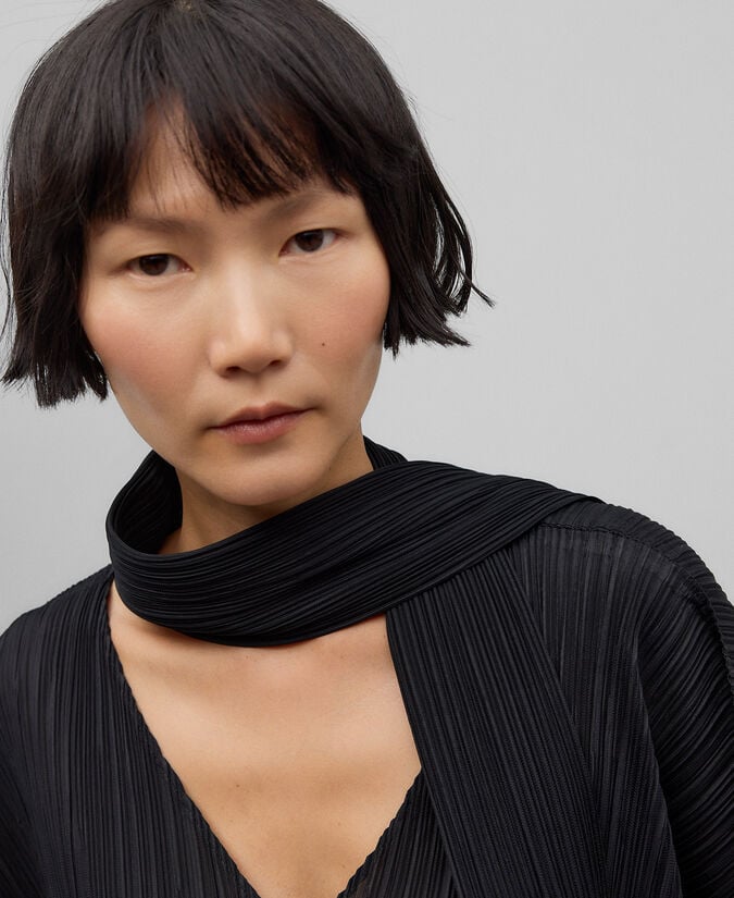 Adolfo Dominguez Poncho Tejido Plisado Flecos Mujer