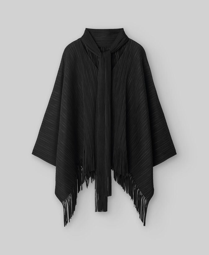 Adolfo Dominguez Poncho Tejido Plisado Flecos Mujer