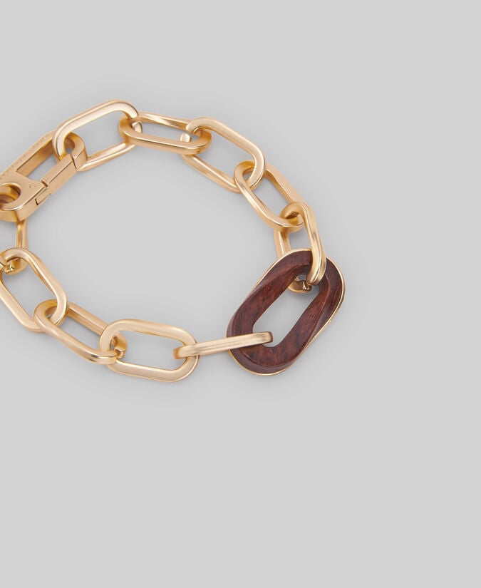 Adolfo dominguez Pulsera eslabones madera y metal mujer