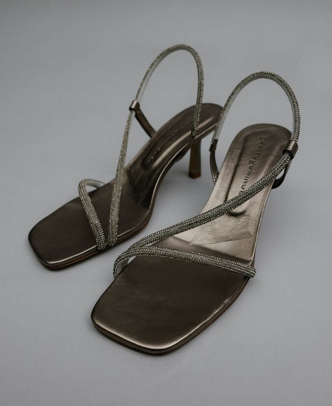 Adolfo Dominguez Sandalia De Tacón Con Pedrería Mujer