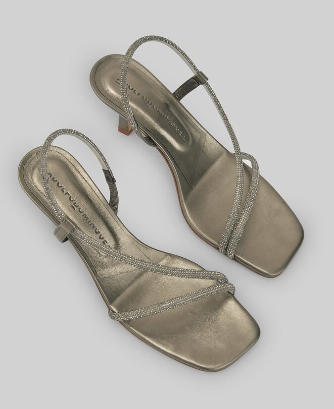 Adolfo dominguez Sandalia de tacón con pedrería mujer