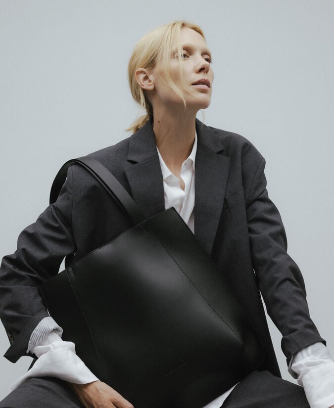 Adolfo Dominguez Shopper Piel Responsable Negro Mujer