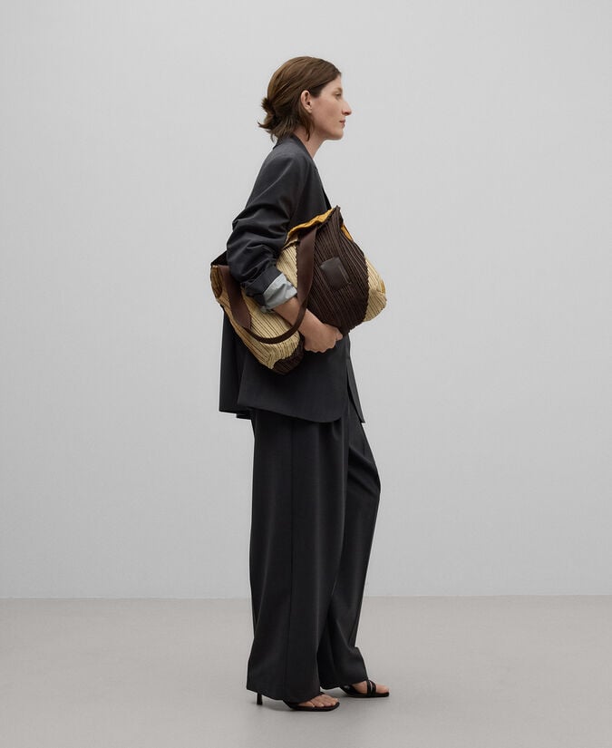 Adolfo Dominguez Shopper Vertical Grande Crinkle Mujer