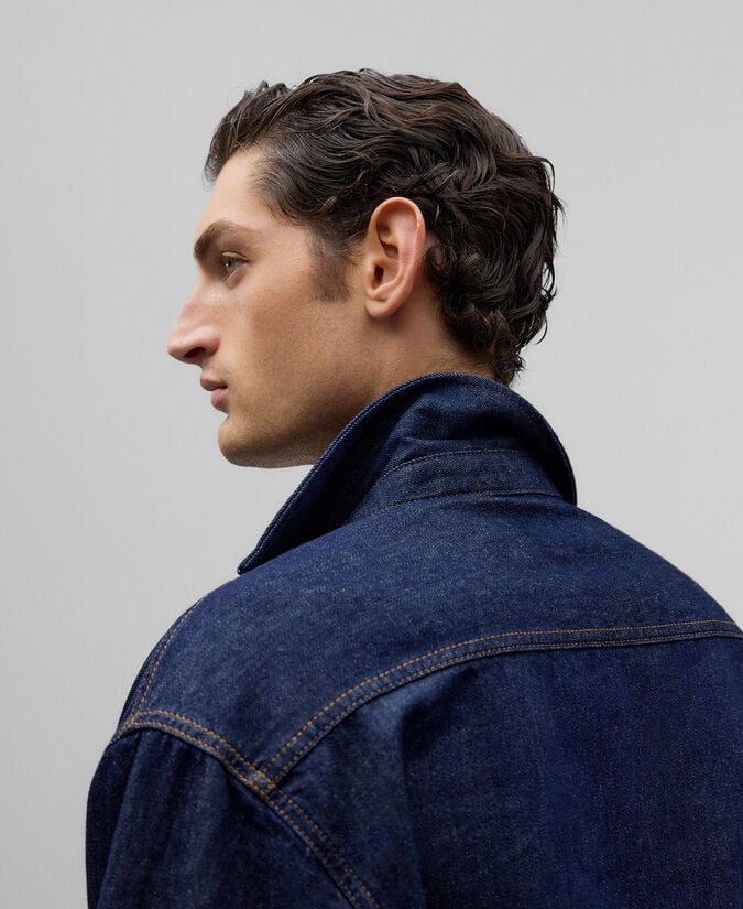 Adolfo Dominguez Sobrecamisa Denim Hombre Azul Marino