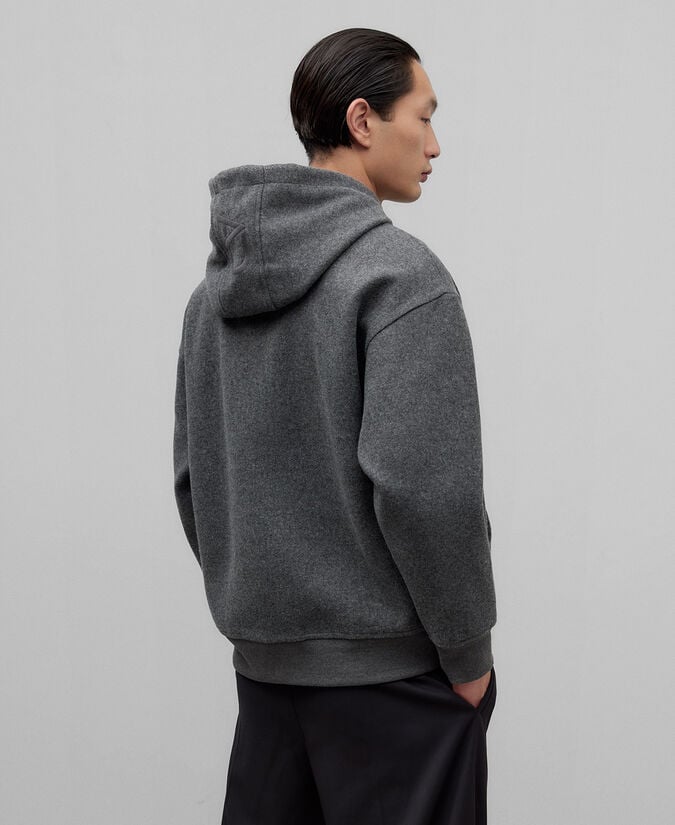 Adolfo Dominguez Sudadera Con Capucha Gris Melange Hombre