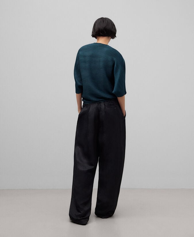 Adolfo Dominguez Top Cuello Pico Tejido Plisado Mujer