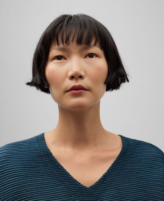 Adolfo Dominguez Top Cuello Pico Tejido Plisado Mujer