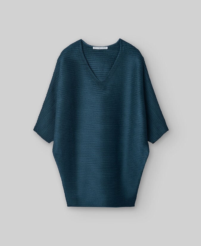 Adolfo Dominguez Top Cuello Pico Tejido Plisado Mujer