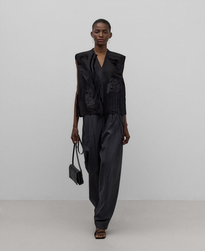 Adolfo dominguez Top seda con lazada en espalda mujer