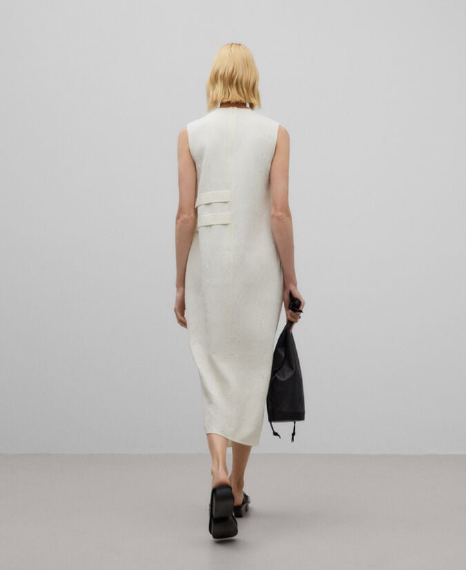 Adolfo Dominguez Vestido Bajo Asimétrico Crudo Mujer