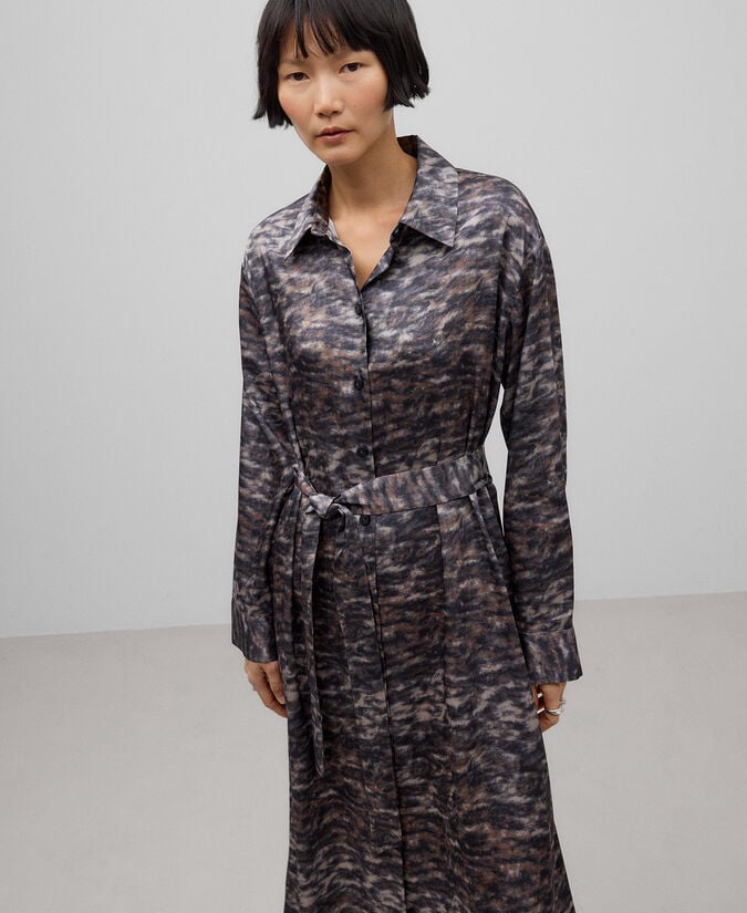 Adolfo Dominguez Vestido Camisero Estampado Animal Mujer
