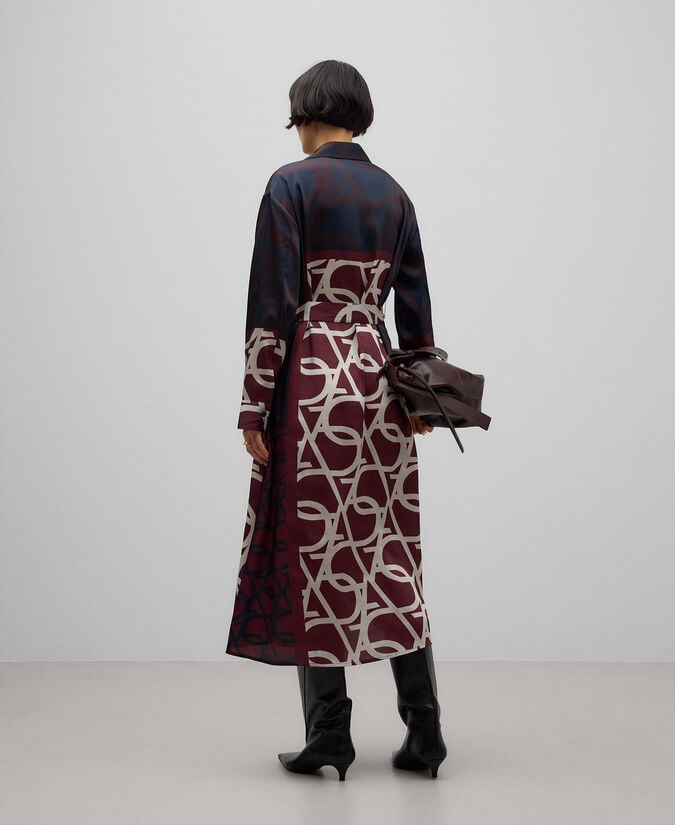 Adolfo Dominguez Vestido Camisero Estampado Logo Mujer