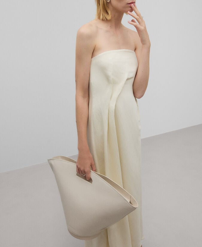 Adolfo Dominguez Vestido Tejido De Lino Crudo Mujer