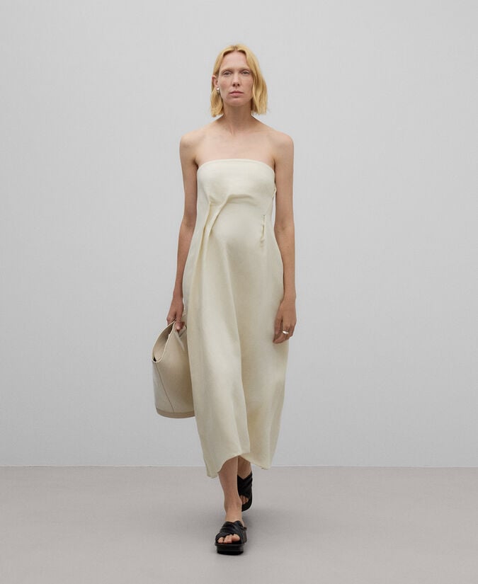 Adolfo dominguez Vestido tejido de lino crudo mujer