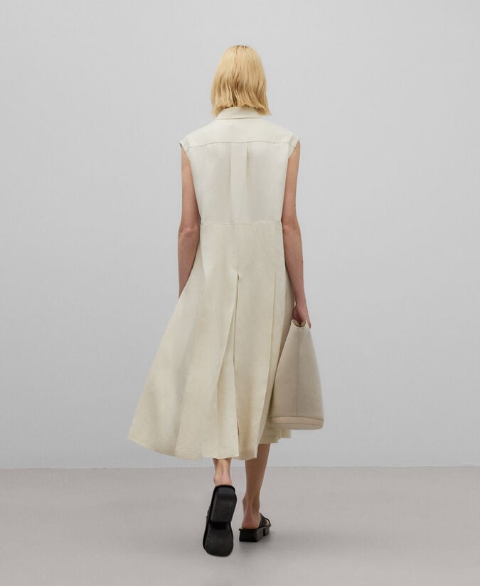 Adolfo Dominguez Vestido Tejido De Lino Natural Mujer