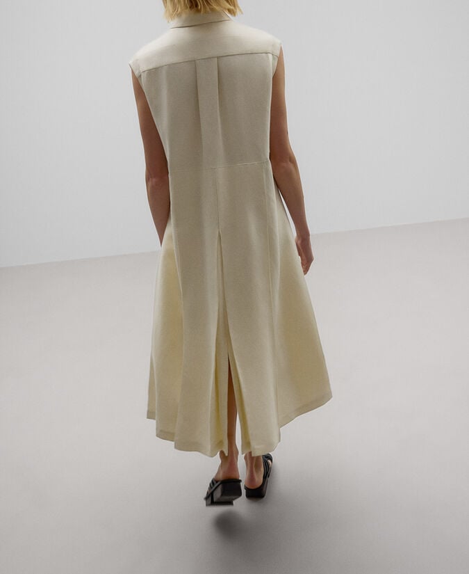 Adolfo Dominguez Vestido Tejido De Lino Natural Mujer