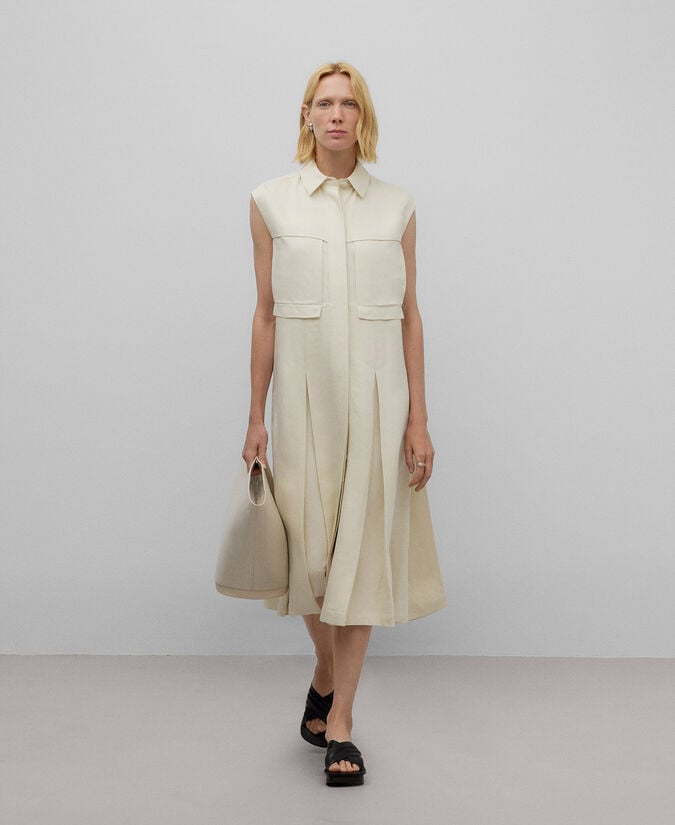 Adolfo dominguez Vestido tejido de lino natural mujer