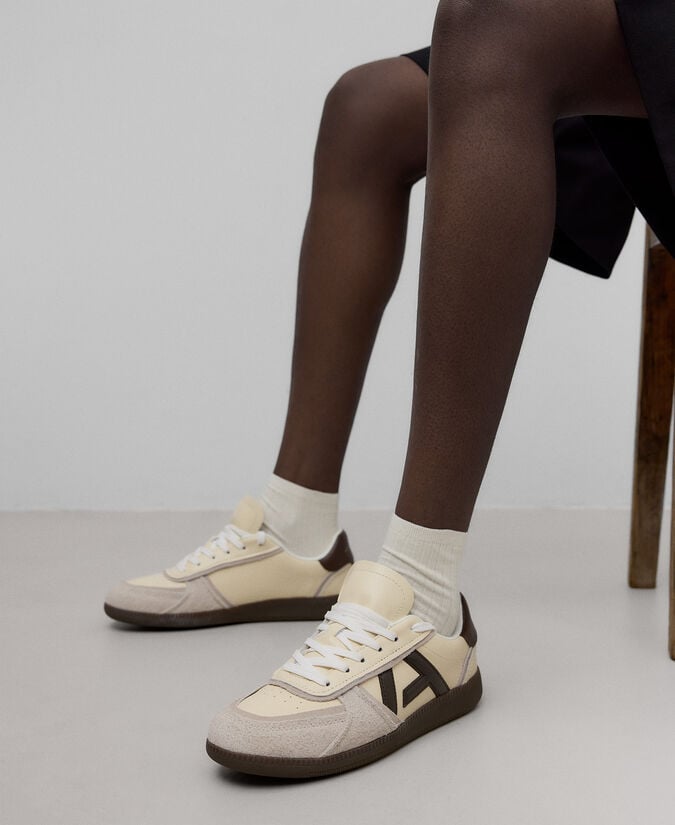 Adolfo Dominguez Zapatilla Piel Y Ante Maxi Logo Mujer