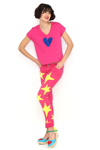 Agatha ruiz de la prada CAMISETA CORAZON FUCSIA