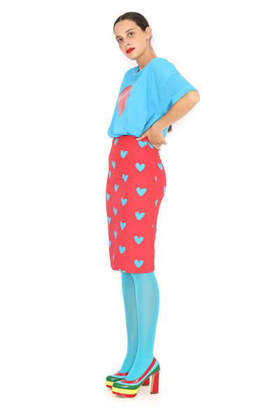 Agatha Ruiz De La Prada FALDA LAPIZ ROJA CORAZONES