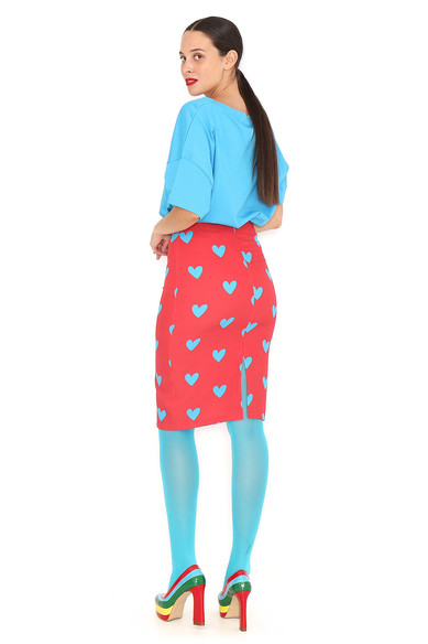 Agatha Ruiz De La Prada FALDA LAPIZ ROJA CORAZONES