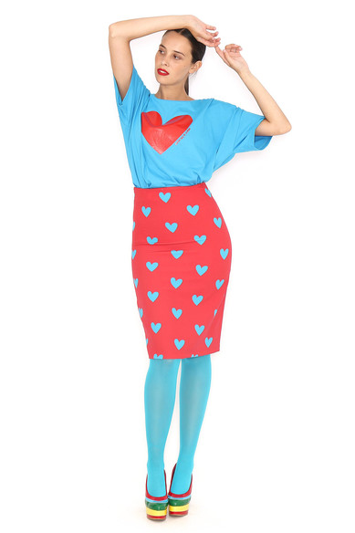 Agatha ruiz de la prada FALDA LAPIZ ROJA CORAZONES