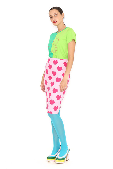 Agatha Ruiz De La Prada FALDA LAPIZ ROSA BESOS