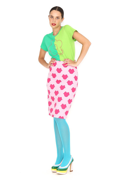 Agatha Ruiz De La Prada FALDA LAPIZ ROSA BESOS