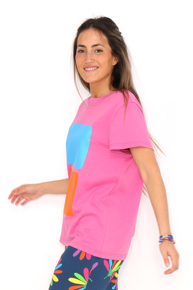 Agatha Ruiz De La Prada CAMISETA 2 CUADROS NARANJA Y AZUL