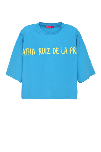 Agatha ruiz de la prada CAMISETA OVERSIZE TURQUESA ARP AMARILLO