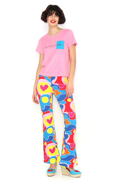 Agatha ruiz de la prada CAMISETA ROSA CUADRADO AZUL