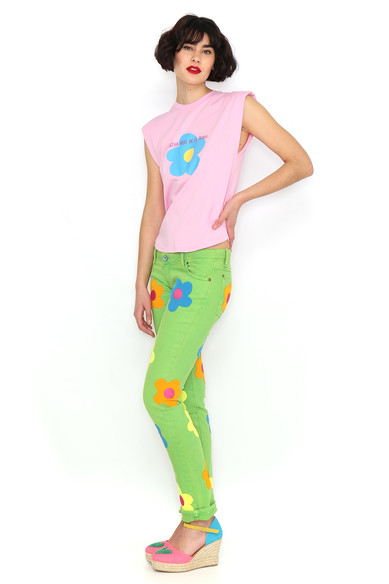 Agatha Ruiz De La Prada CAMISETA ROSA HOMBRERAS FLOR