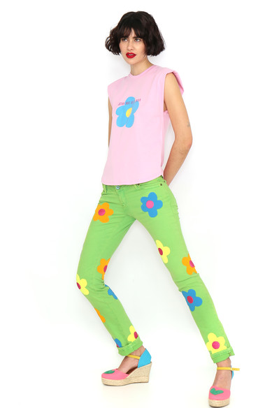 Agatha Ruiz De La Prada CAMISETA ROSA HOMBRERAS FLOR