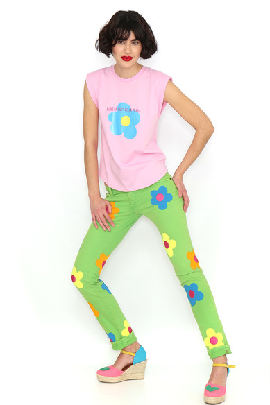 Agatha Ruiz De La Prada CAMISETA ROSA HOMBRERAS FLOR