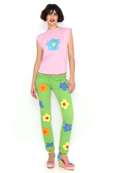 Agatha ruiz de la prada CAMISETA ROSA HOMBRERAS FLOR