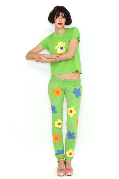 Agatha Ruiz De La Prada CAMISETA VERDE FLOR AMARILLO