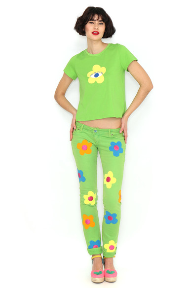 Agatha ruiz de la prada CAMISETA VERDE FLOR AMARILLO