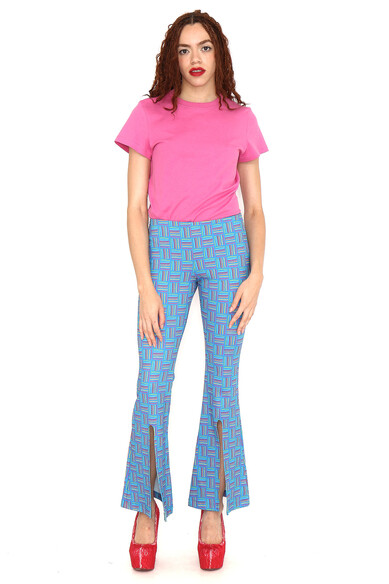 Agatha ruiz de la prada PANTALON FLARE AZUL RAYAS COLORES