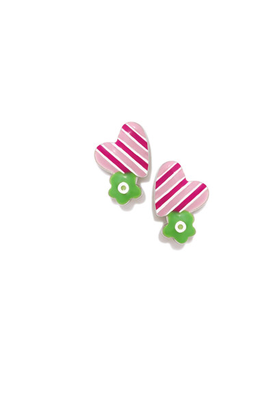 Agatha Ruiz De La Prada PENDIENTES CORAZON FLOR VERDE