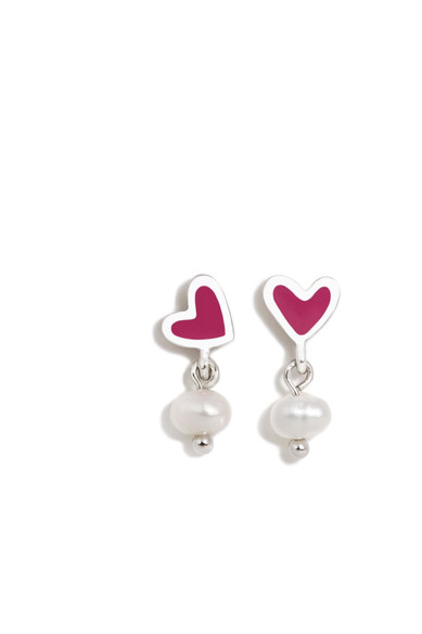 Agatha ruiz de la prada PENDIENTES CORAZONE FUCSIA Y PERLAS DEGRADEE