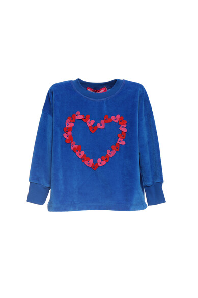 Agatha Ruiz De La Prada SUDADERA AZUL CORAZON FUCSIA