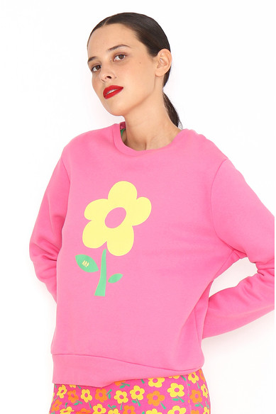 Agatha Ruiz De La Prada SUDADERA ROSA FLOR AMARILLA